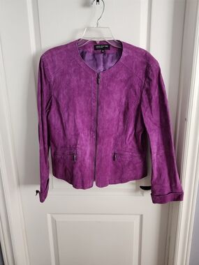 New Women's Purple Suede Zip-Front Jacket